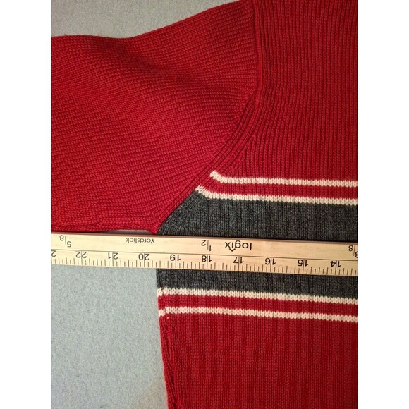 Abercrombie & Fitch Wool Sweater Womens Large Red Gray Stripe Cozy Warm Vintage - Picture 8 of 8